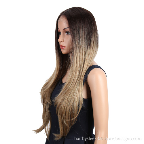 Natual straight wave lace front women front hd 360 pre pluck 100%virgin honey blonde full head synthetic hair lace wigs straight